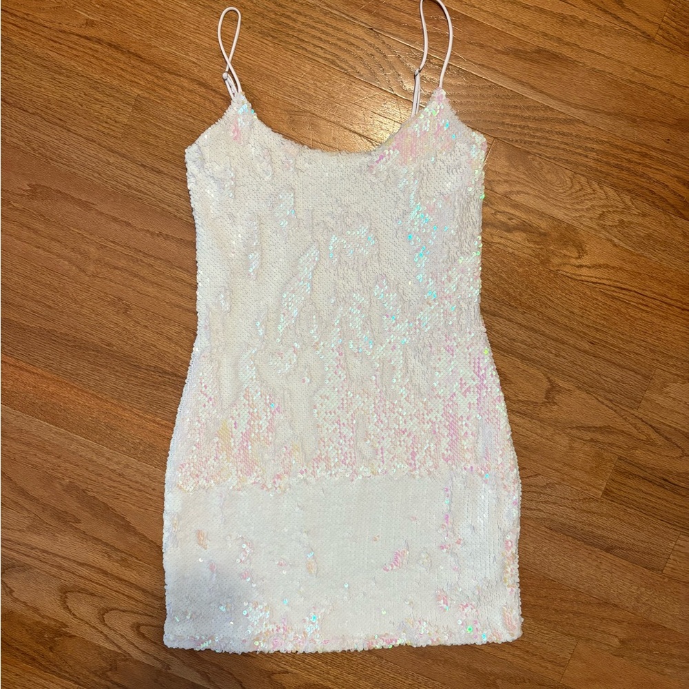 Lucy in the Sky Iridescent White Mini Dress
